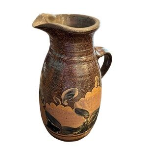 Terry Plasket Salt Glaze 10” Pitcher Floral